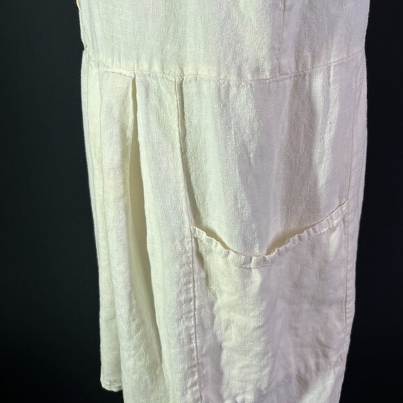 FLAX Size S Cream Short Sleeve Tunic Shirt Collared *Flaw - Picture 9 of 13